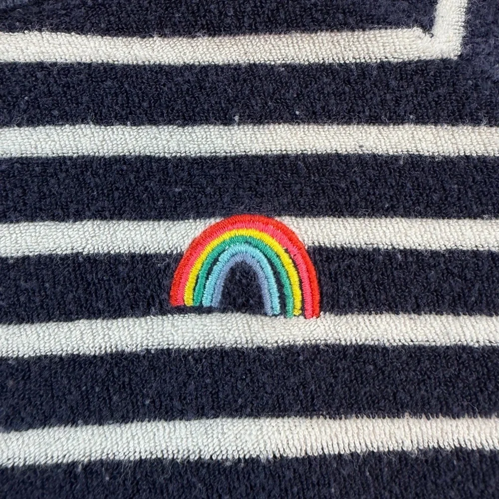 Gap Kids Girls Navy White Striped Rainbow Terry Sweatshirt Size‎ L 10 Raglan